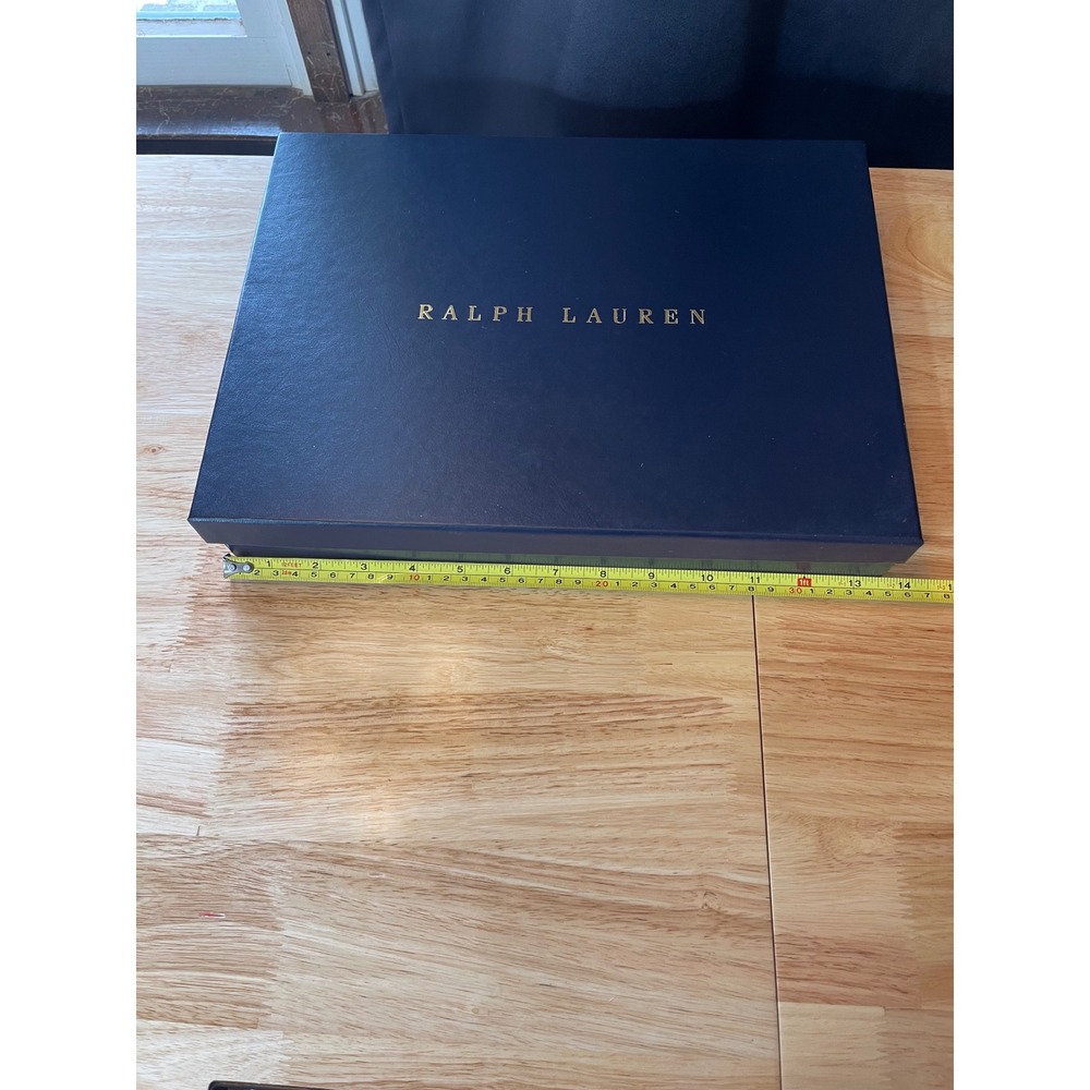 Ralph Lauren Navy Blue Gold Logo Gift Presentation Box 14x10x2.5 with‎ Tissue